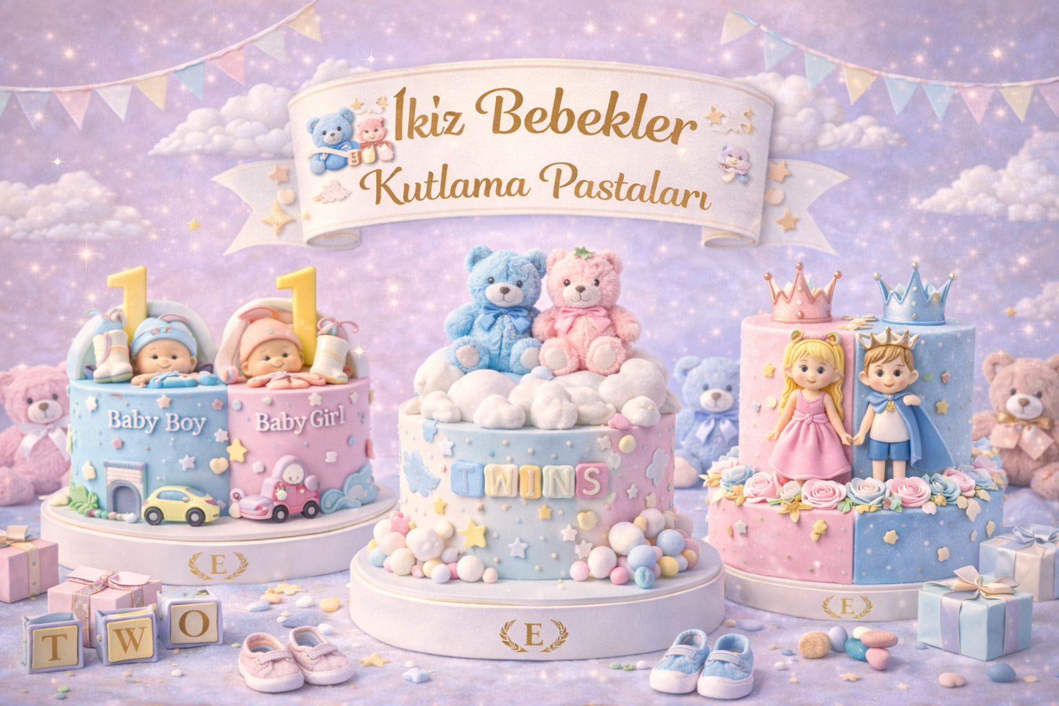 İKİZ BEBEK PASTALARI