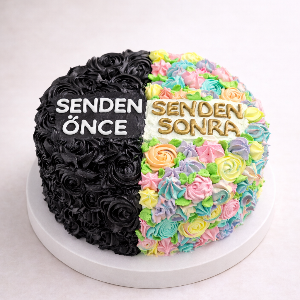Senden Önce Senden Sonra Yazılı Pasta