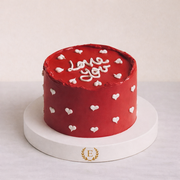 Love You Yazılı Kalpli Kırmızı Pasta
