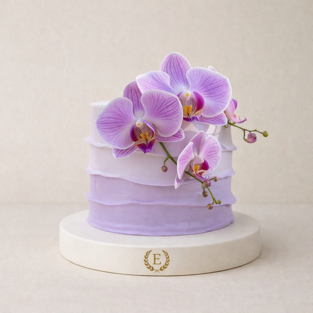 Taze Orkide Çiçekli Tasarım Pasta