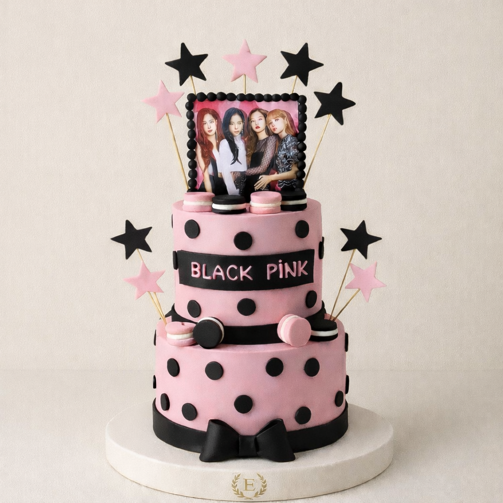 Black Pink Temalı İki Katlı Pasta