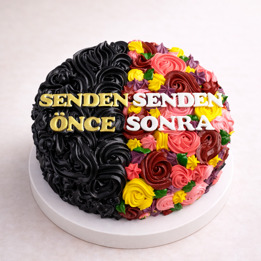 Senden Önce Senden Sonra Yazılı Pasta