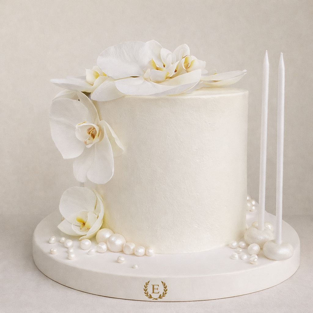 Taze Orkide Çiçekli Tasarım Pasta