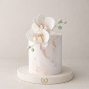 Taze Orkide Çiçekli Tasarım Pasta