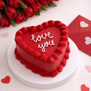 Love You Kırmızı Kalp Pasta