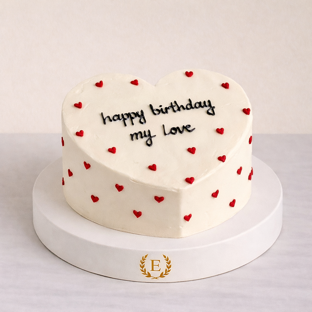 Happy Birthday My Love Yazılı Kalp Pasta