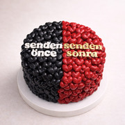 Senden Önce Senden Sonra Yazılı Siyah Kırmızı Pasta