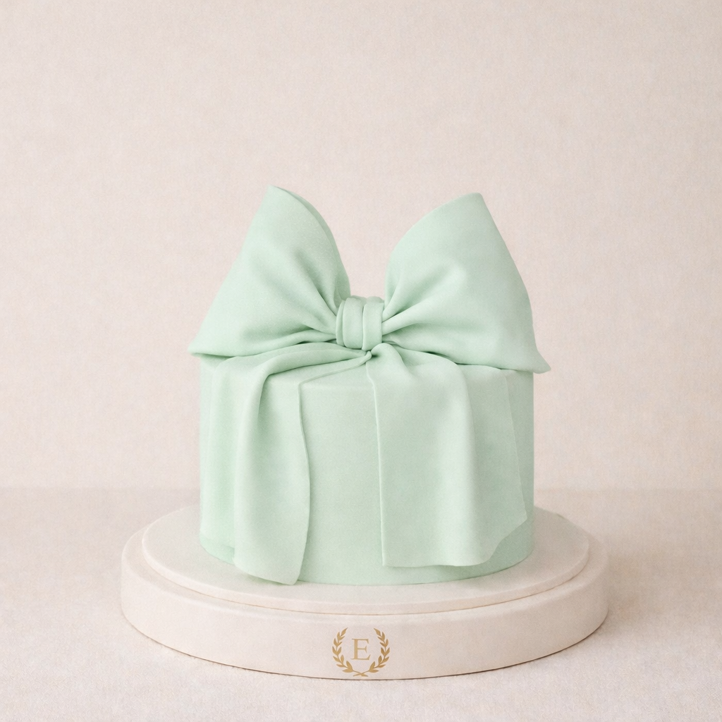 Yeşil Kurdeleli Tasarım Pasta