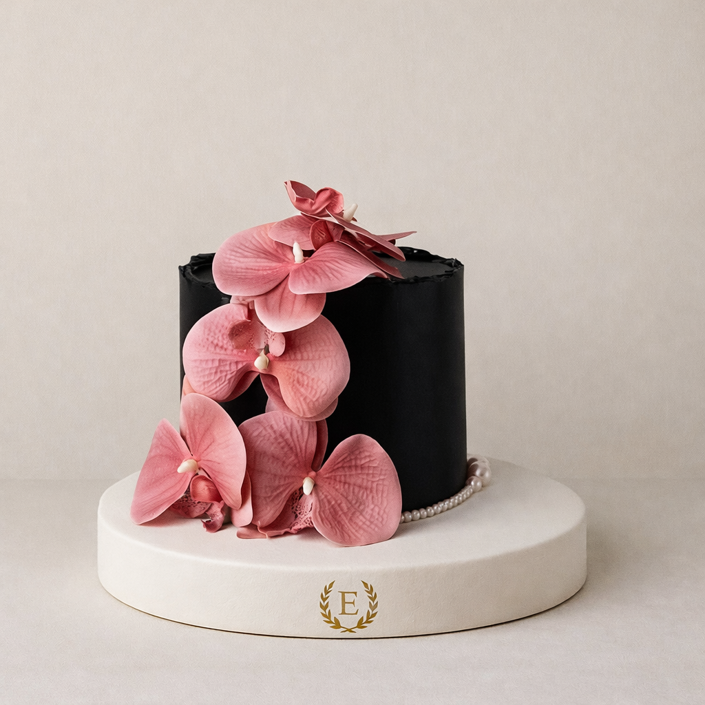 Taze Orkide Çiçekli Tasarım Pasta