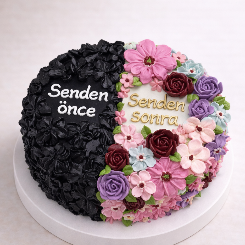 Senden Önce Senden Sonra Yazılı Pasta