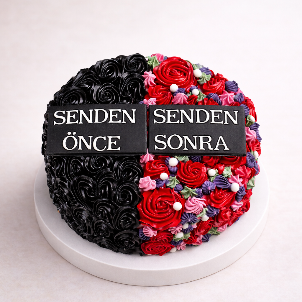 Senden Önce Senden Sonra Yazılı Pasta