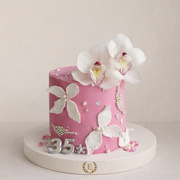 Taze Orkide Çiçekli Tasarım Pasta