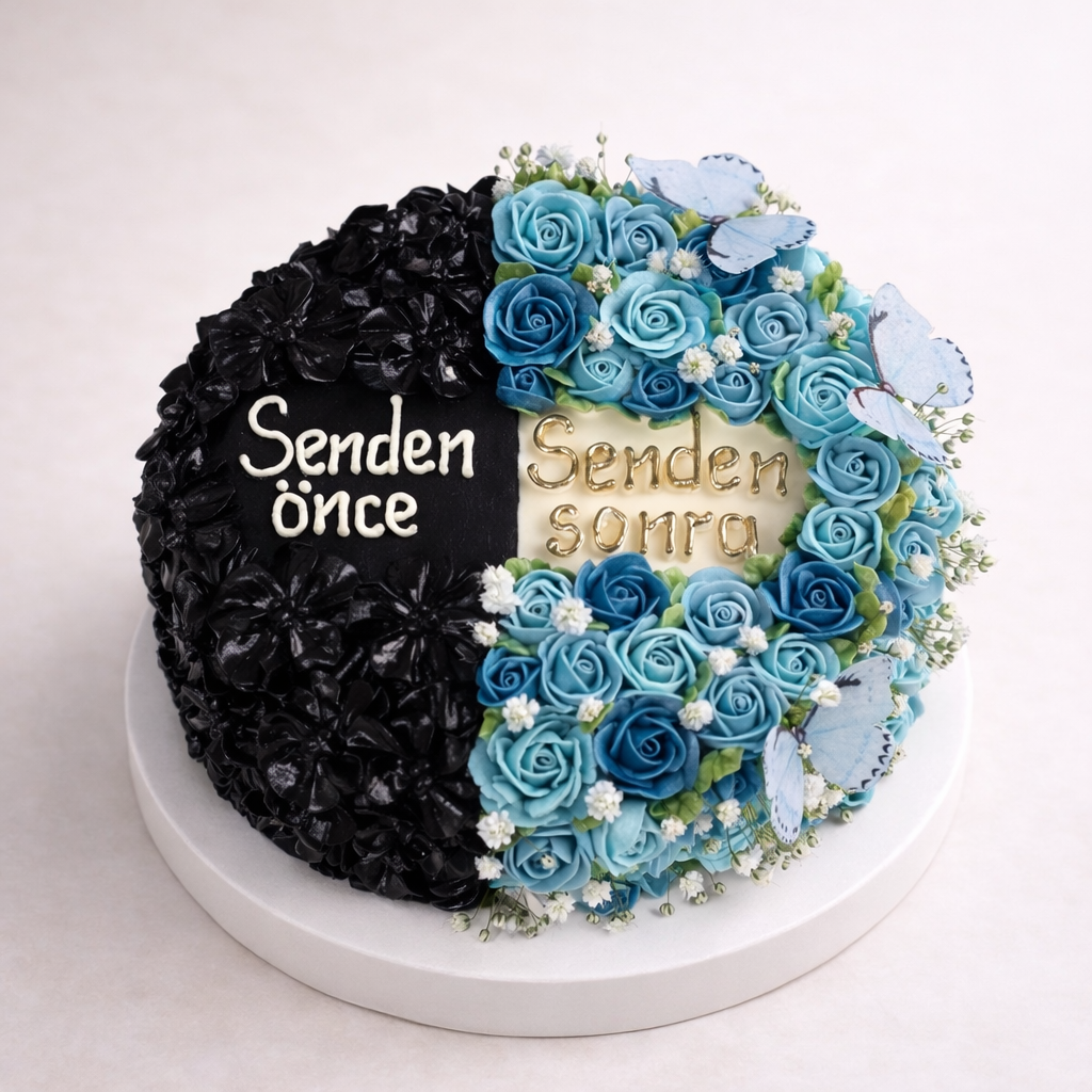 Senden Önce Senden Sonra Yazılı Pasta