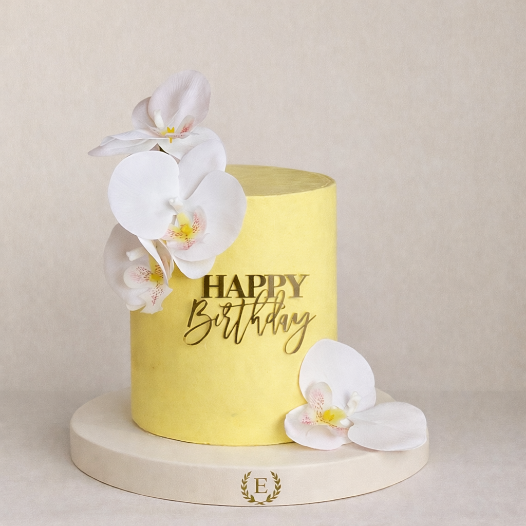 Taze Orkide Çiçekli Tasarım Pasta