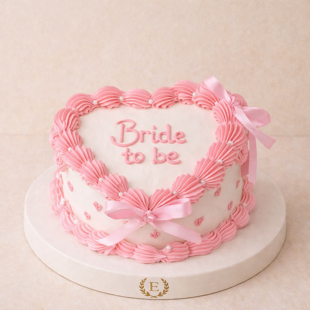 Bride to Be Pembe Beyaz Kalpli Vintage Yazılı Pasta