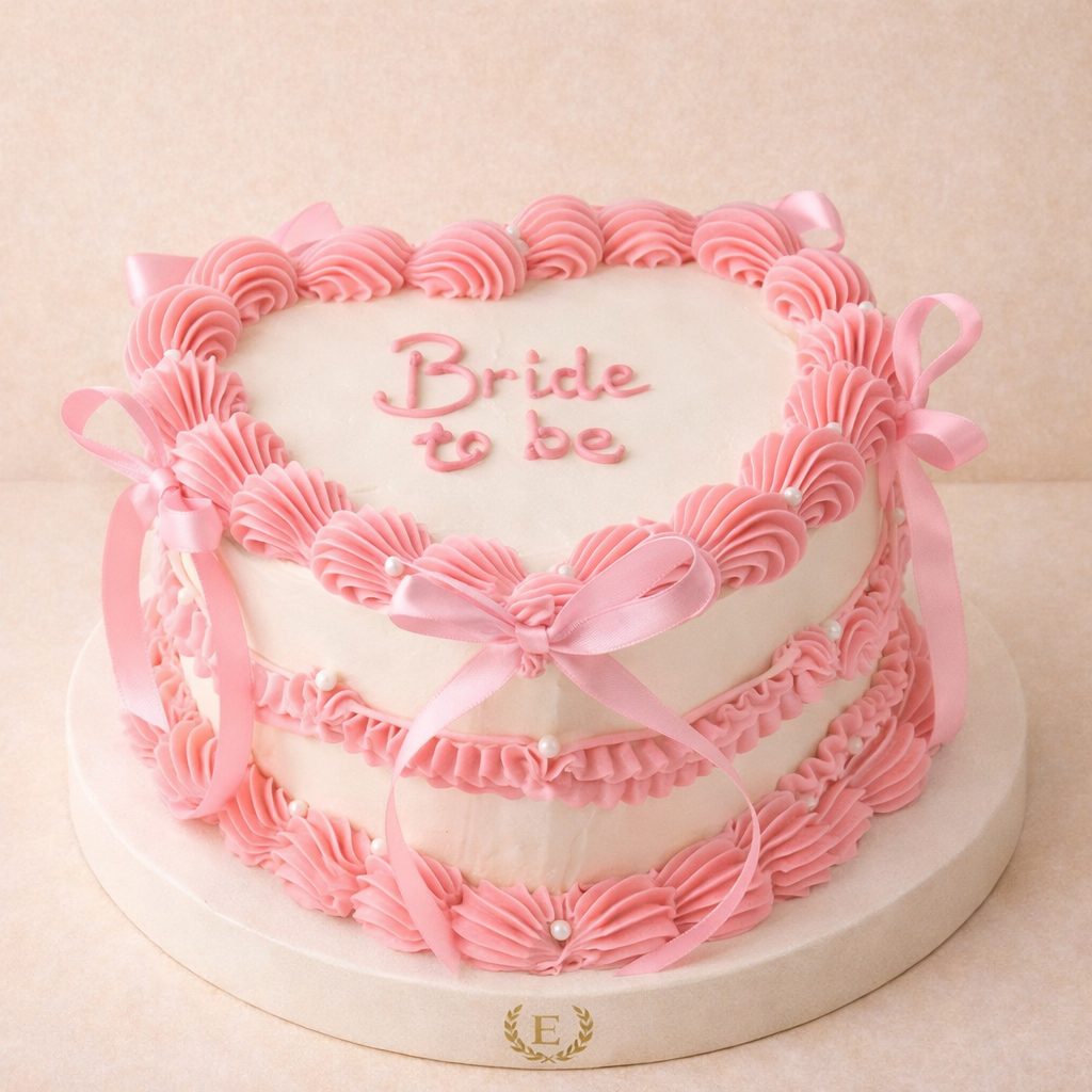 Bride to Be Pembe Beyaz Vintage Yazılı Pasta