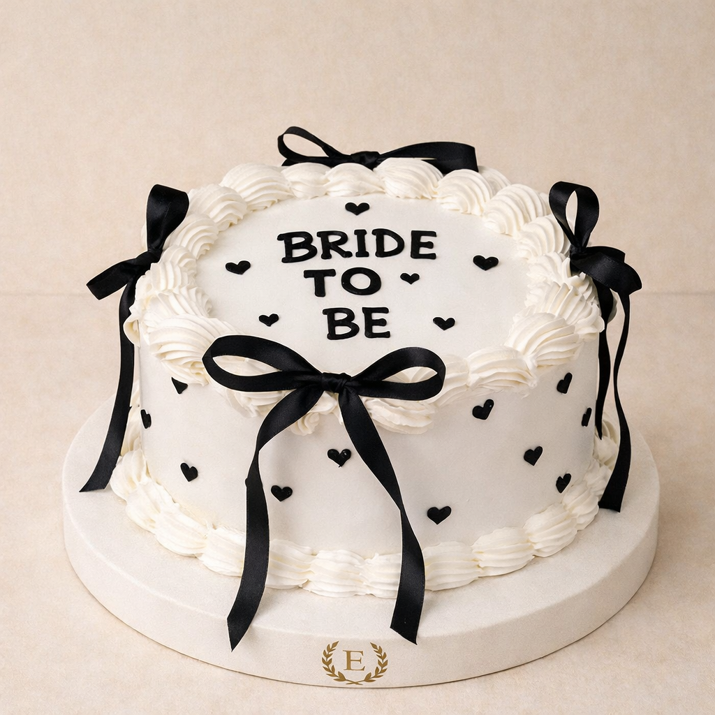 Bride to Be Beyaz Vintage Siyah Yazılı Pasta