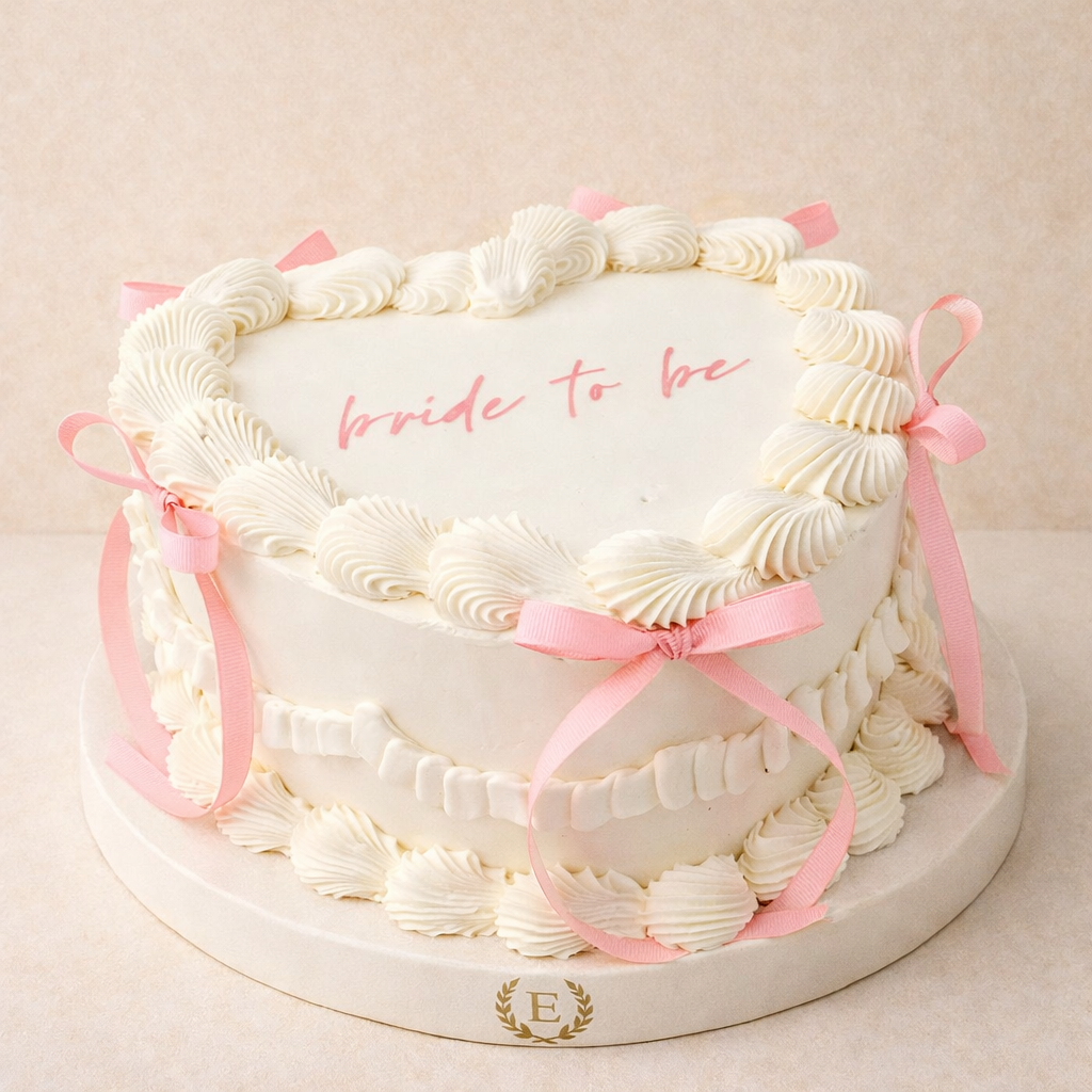Bride To Be Beyaz Vintage Yazılı Kalp Pasta