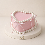 İnci Motifli Pembe Vintage Kalp Pasta