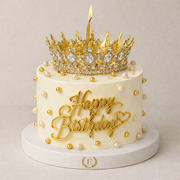 Happy Birthday Gold Simli Taç Pasta