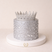 Taşlı Gümüş Silver Simli Taç Pasta