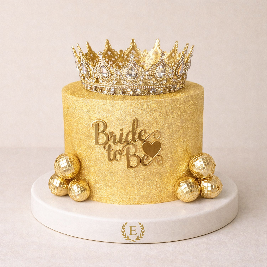 Bride To Be Disko Toplu Gold Simli Taç Pasta