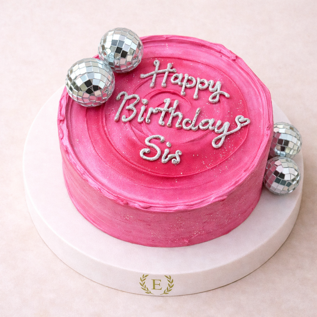 Happy Birthday Sis Pembe Yazılı Pasta