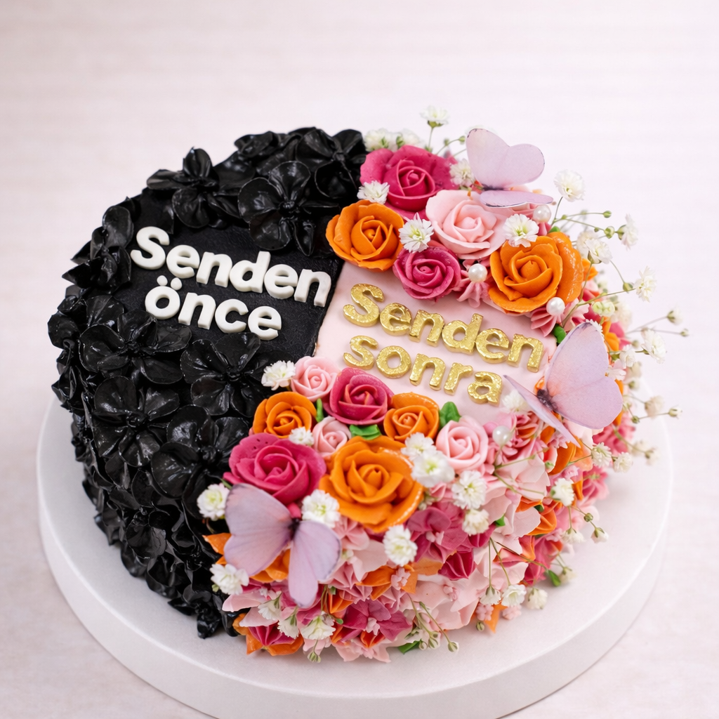 Senden Önce Senden Sonra Yazılı Pasta