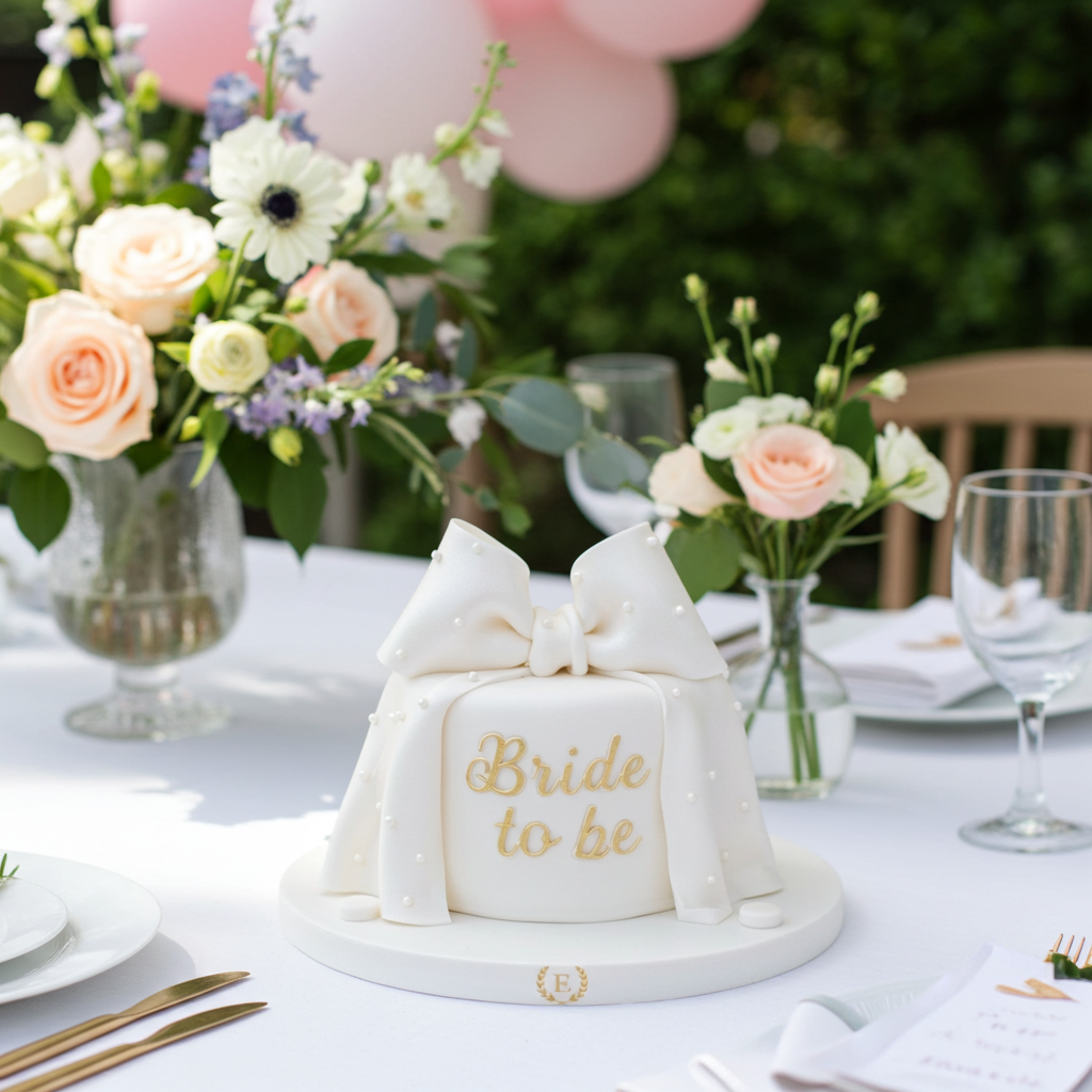 Bride To Be Beyaz Kurdeleli Pasta