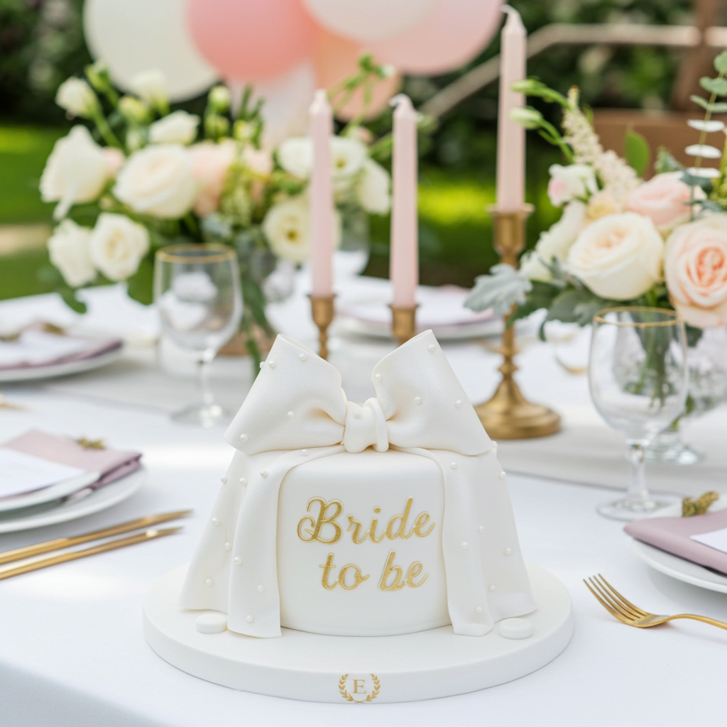 Bride To Be Beyaz Kurdeleli Pasta